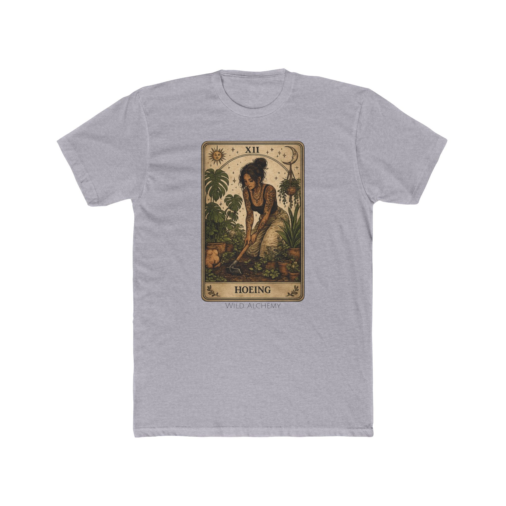 Gardening Tarot Tee — 'Hoeing' Vintage Botanical Illustration Shirt