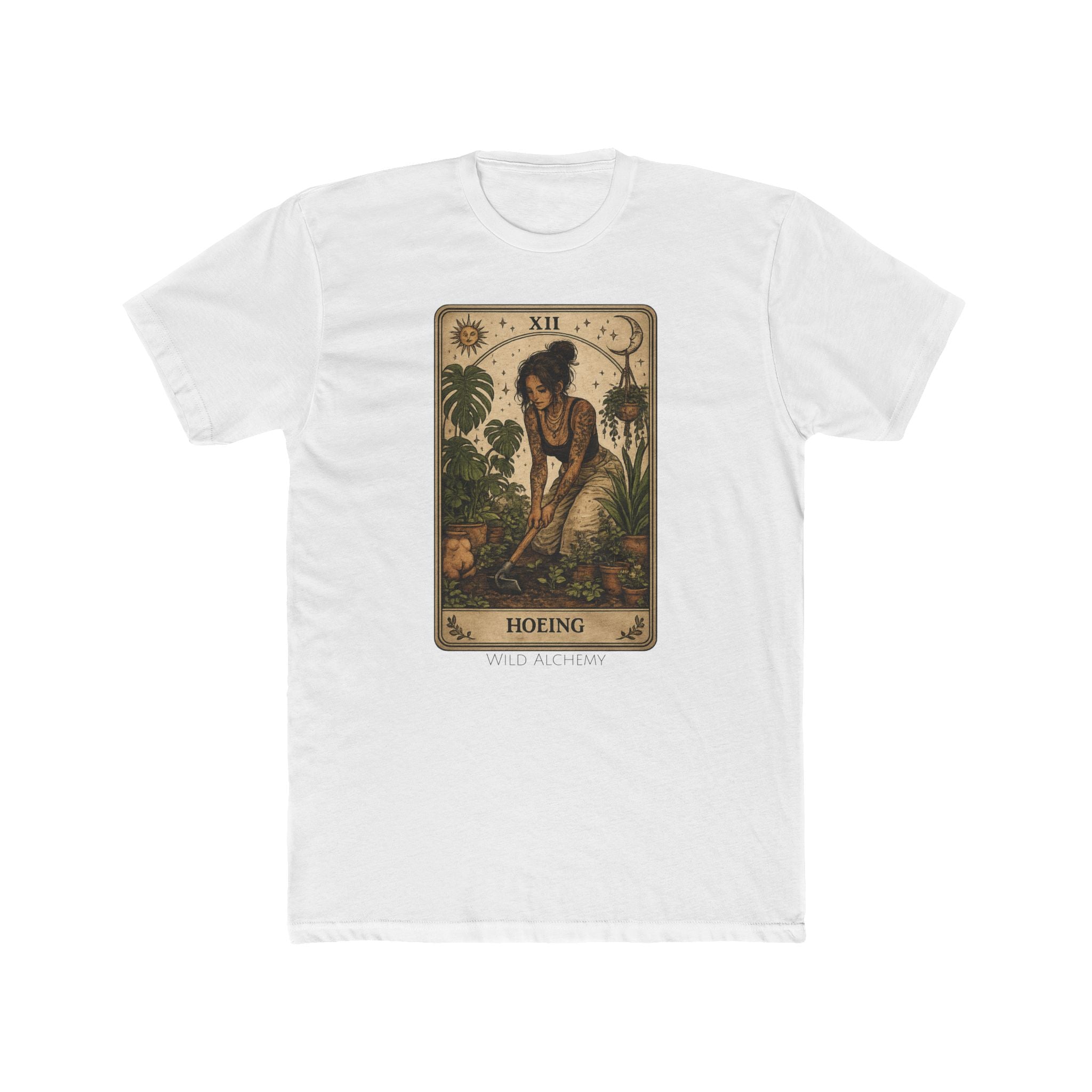 Gardening Tarot Tee — 'Hoeing' Vintage Botanical Illustration Shirt