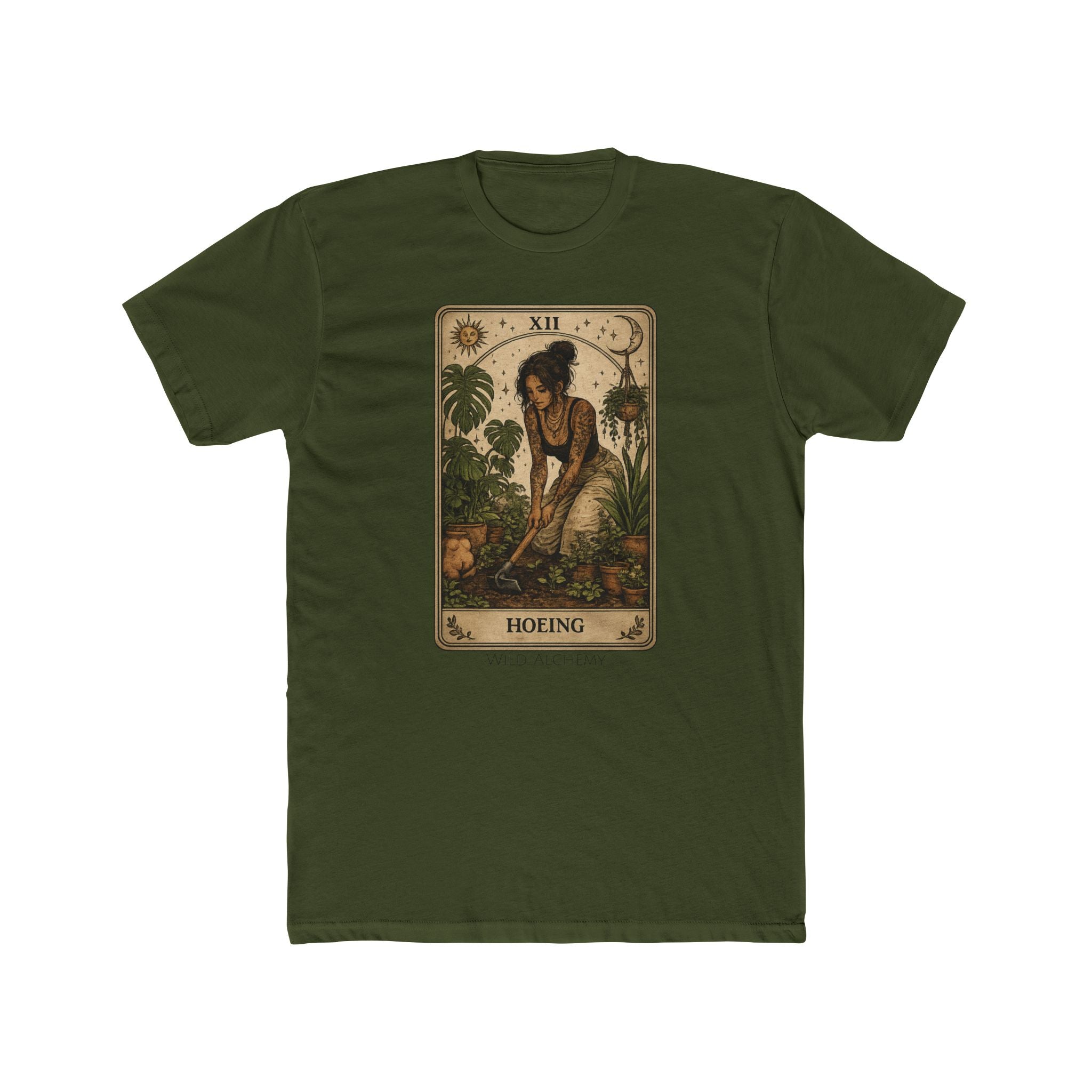 Gardening Tarot Tee — 'Hoeing' Vintage Botanical Illustration Shirt