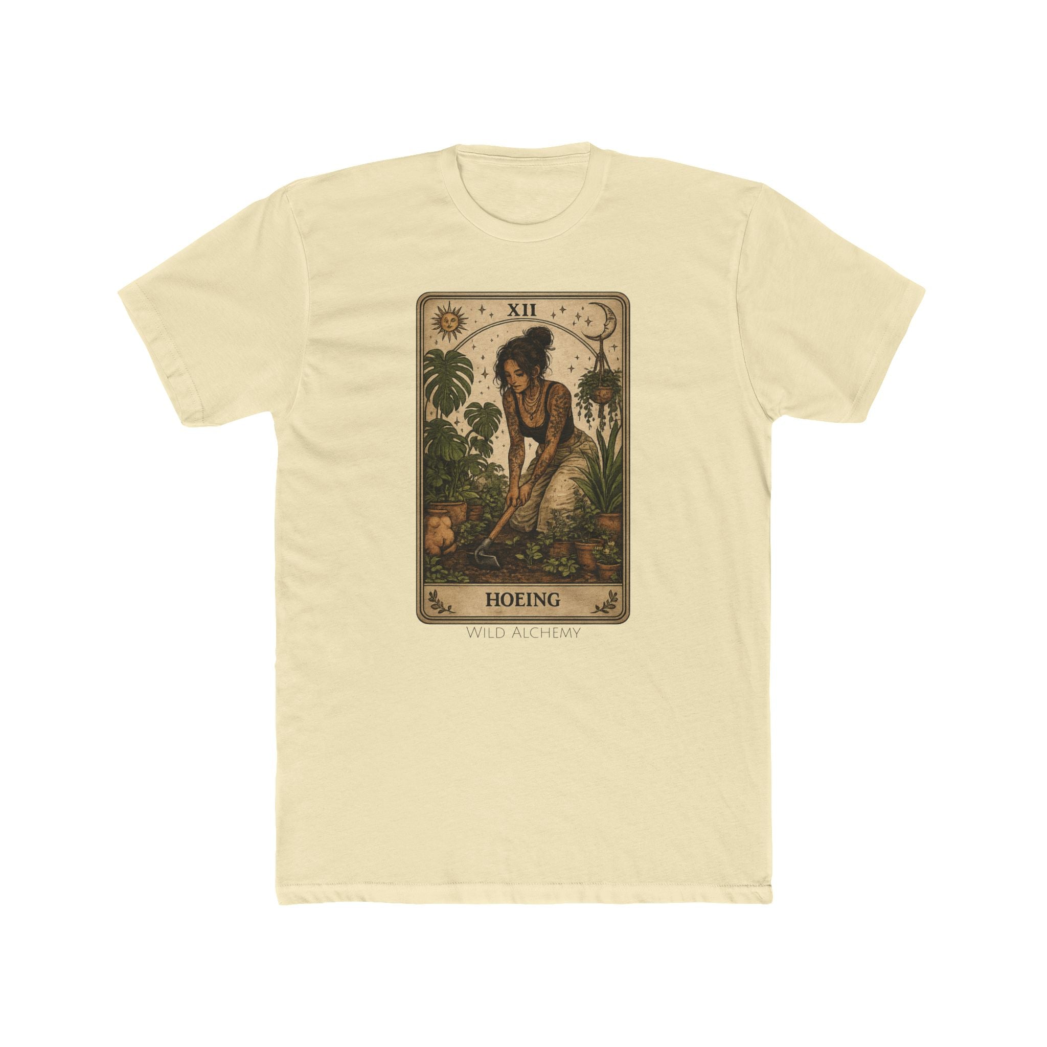 Gardening Tarot Tee — 'Hoeing' Vintage Botanical Illustration Shirt