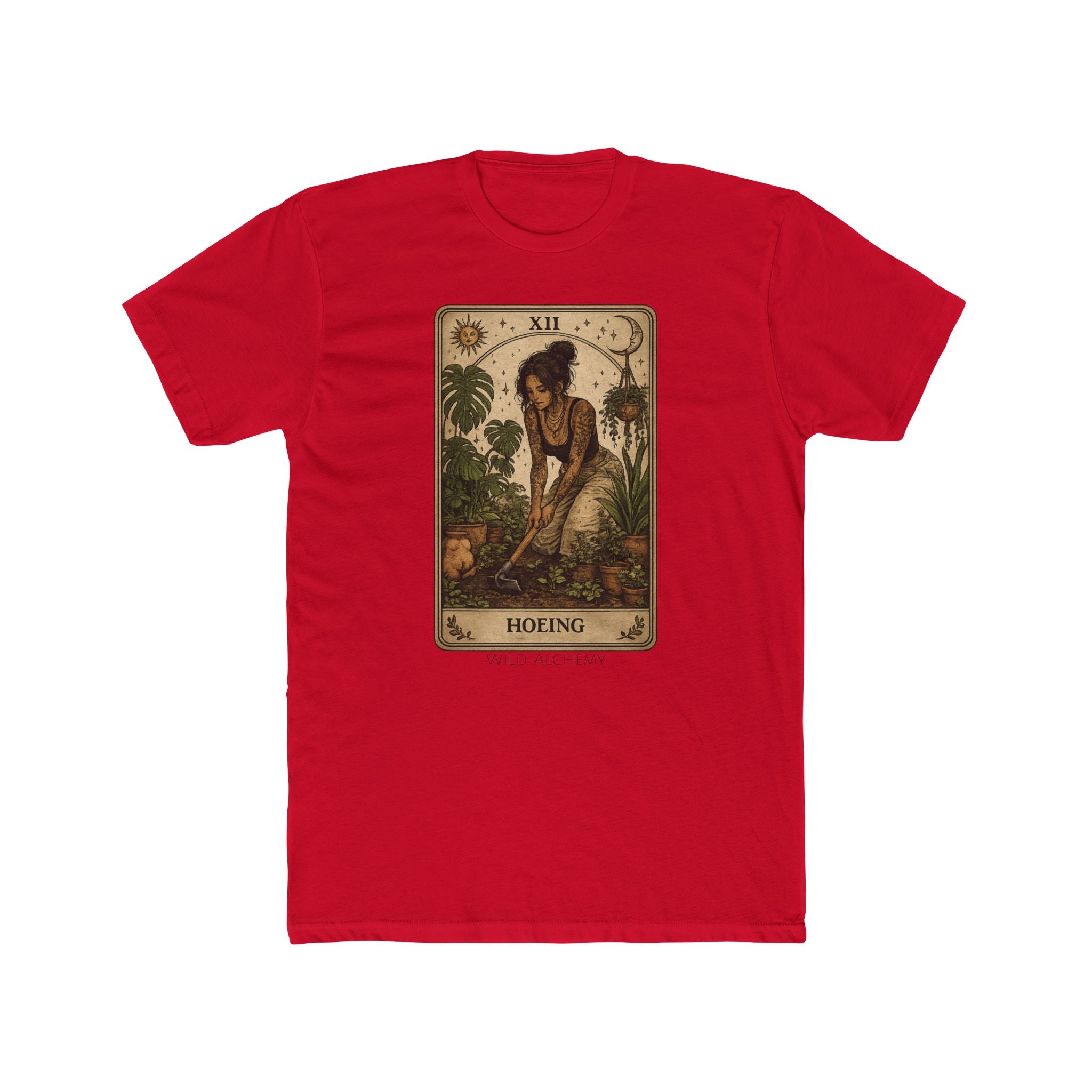 Gardening Tarot Tee — 'Hoeing' Vintage Botanical Illustration Shirt