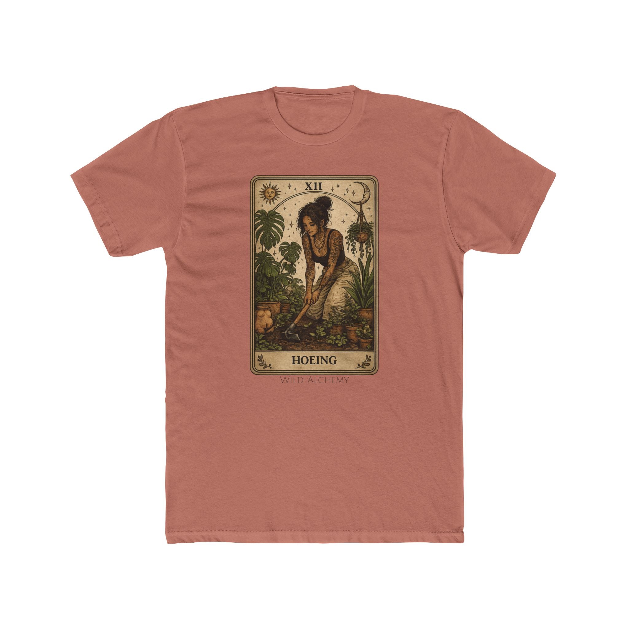 Gardening Tarot Tee — 'Hoeing' Vintage Botanical Illustration Shirt