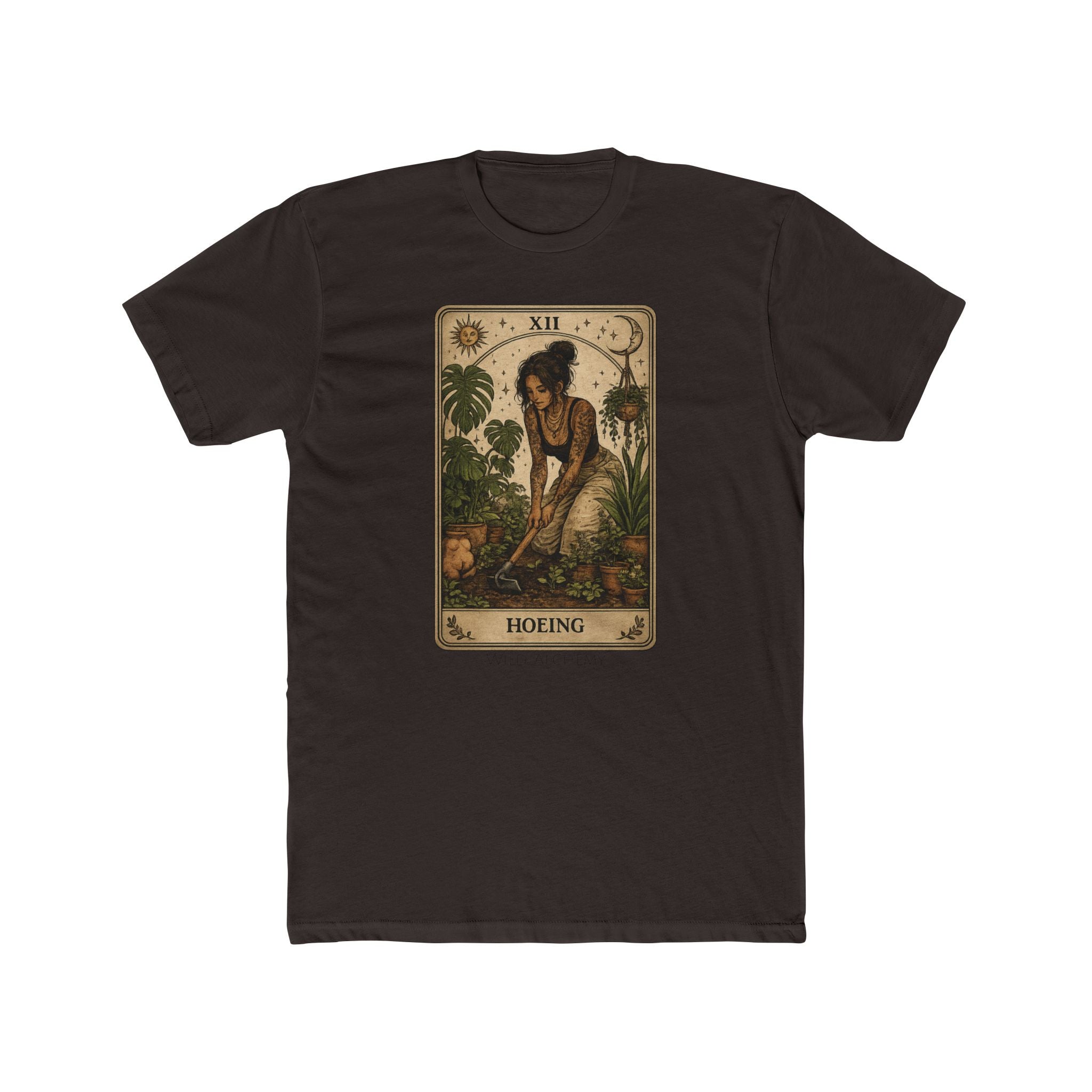 Gardening Tarot Tee — 'Hoeing' Vintage Botanical Illustration Shirt