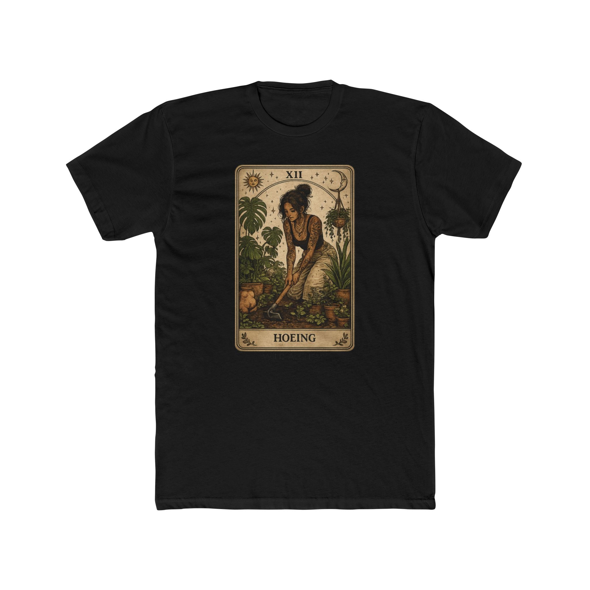Gardening Tarot Tee — 'Hoeing' Vintage Botanical Illustration Shirt