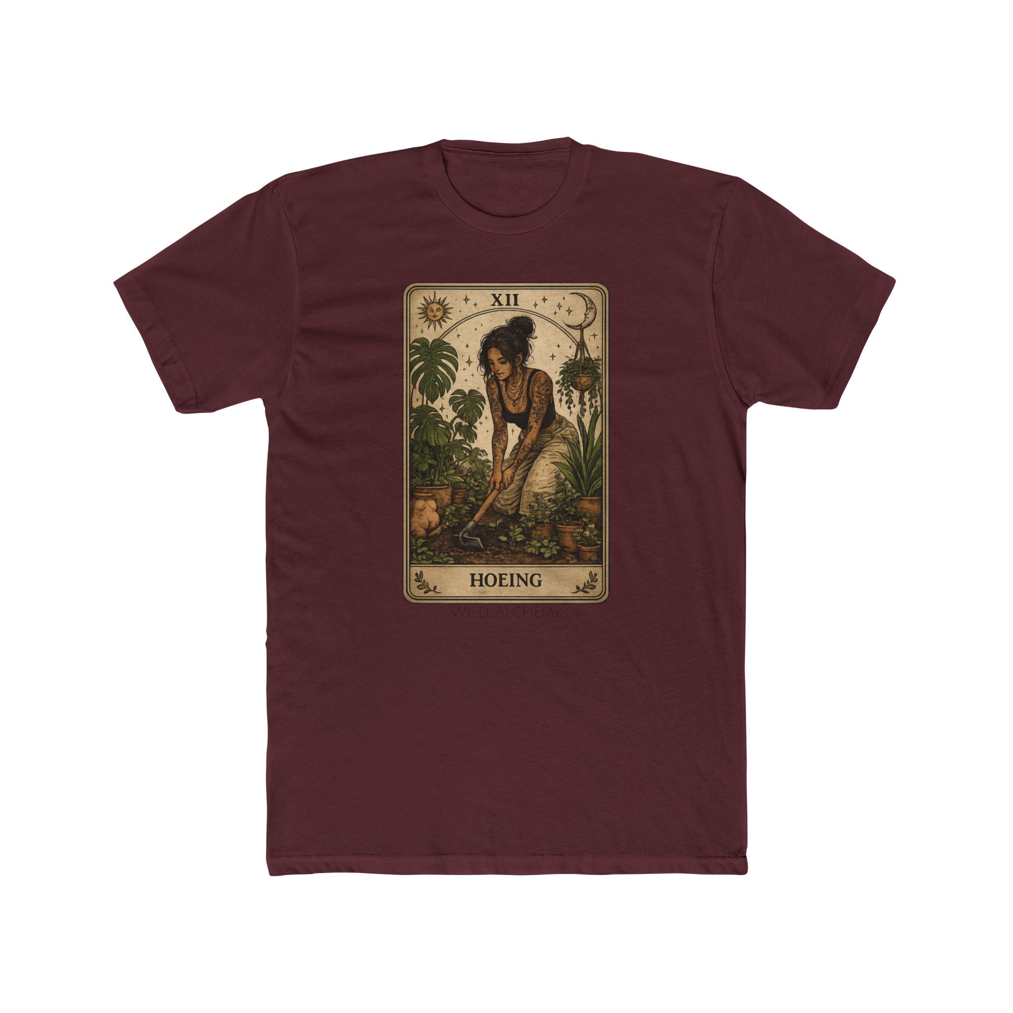 Gardening Tarot Tee — 'Hoeing' Vintage Botanical Illustration Shirt