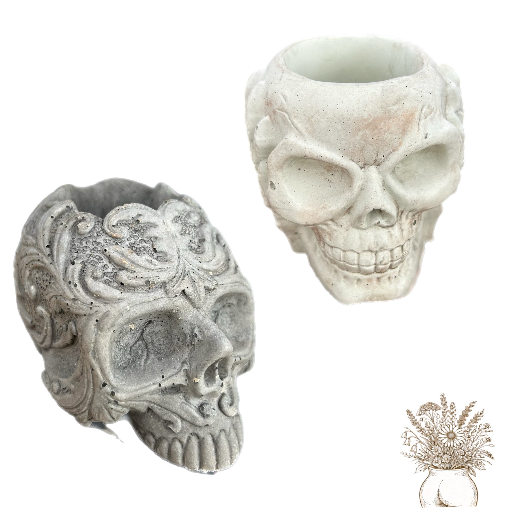 Hear/Speak/See No Evil Skull